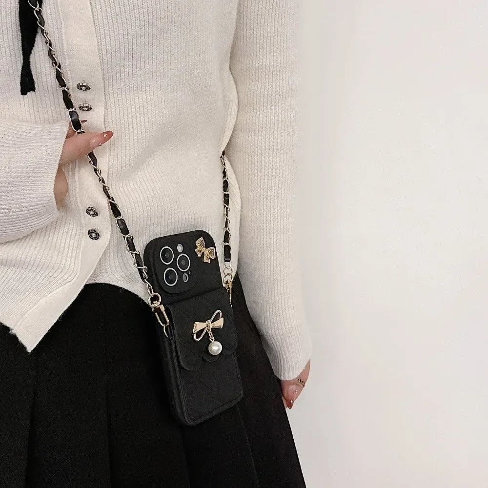 Bowknot Crossbody Wallet Phone Case