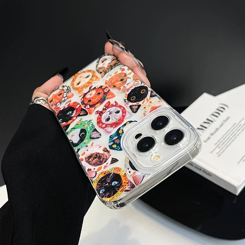 Colorful Cat Design Phone Case for iPhone