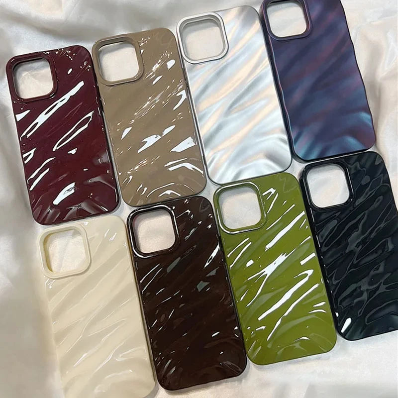 3D Wavy Pattern Glossy Silicone Phone Case