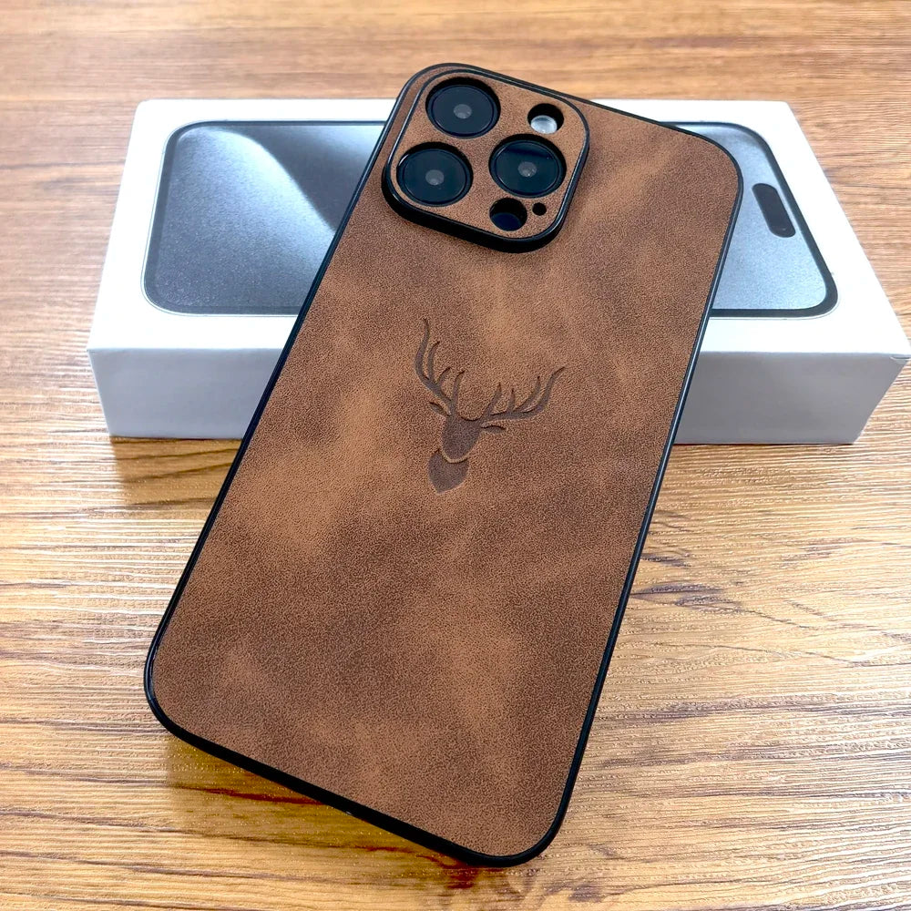 Retro PU Leather Deer Phone Case for iPhone