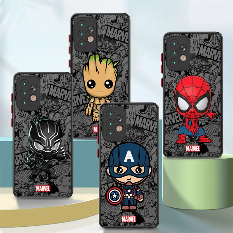 Marvel Cartoon Groot & Spider-Man Phone Case for Samsung Galaxy