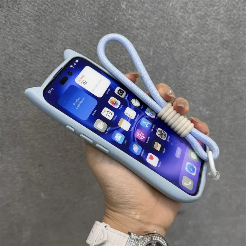 3D Cat Ear Magnetic Case with Stand for iPhone