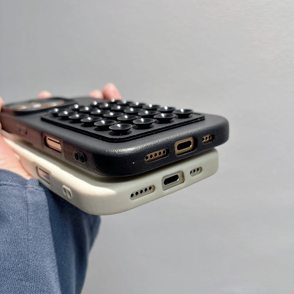 Suction Cup Litchi Pattern Phone Case for iPhone