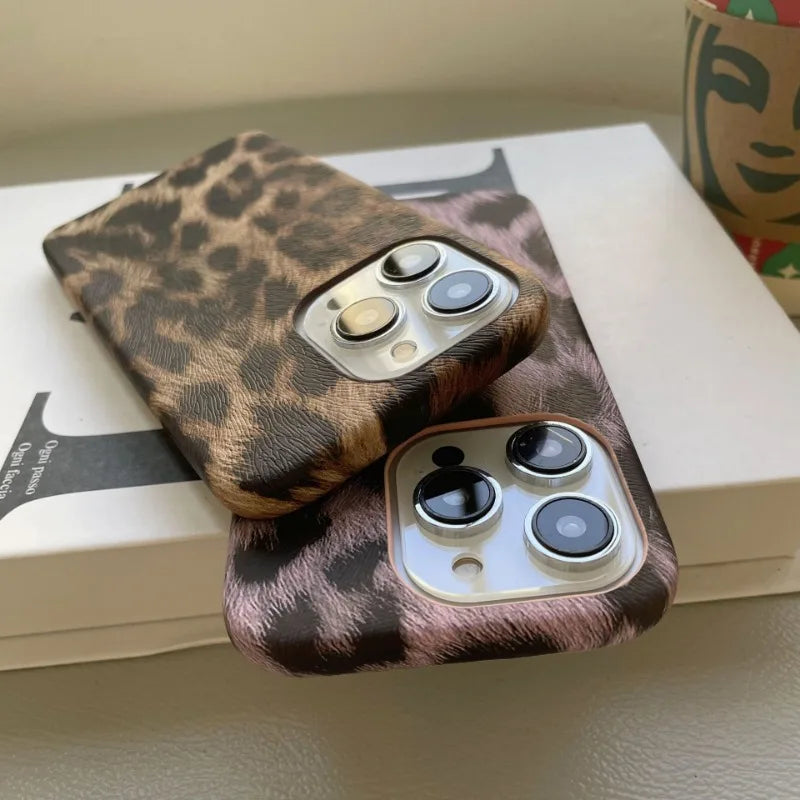 Faux Leather Leopard Print Phone Case