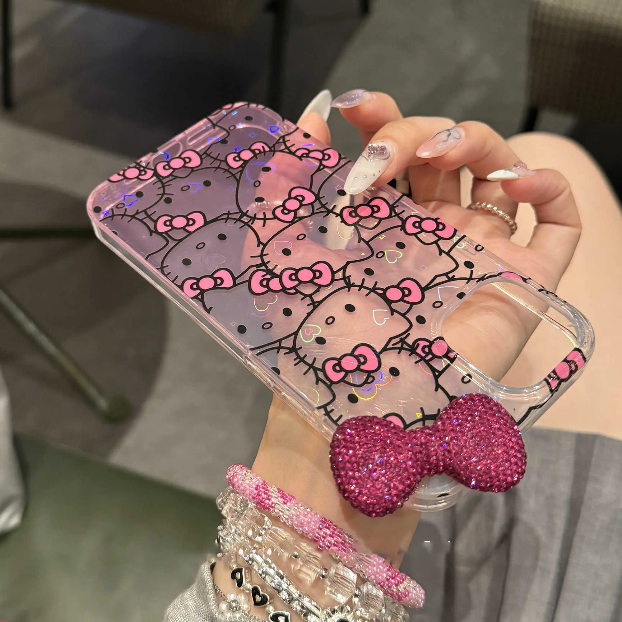 Hello Kitty Diamond Bow Gradient Case for iPhone