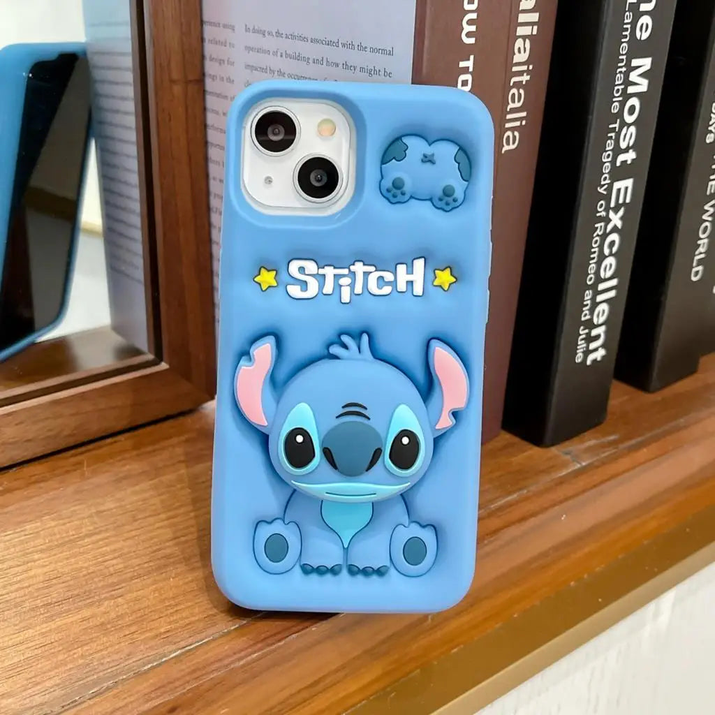 3D Stitch & Kitty Face Case with Holder for iPhone