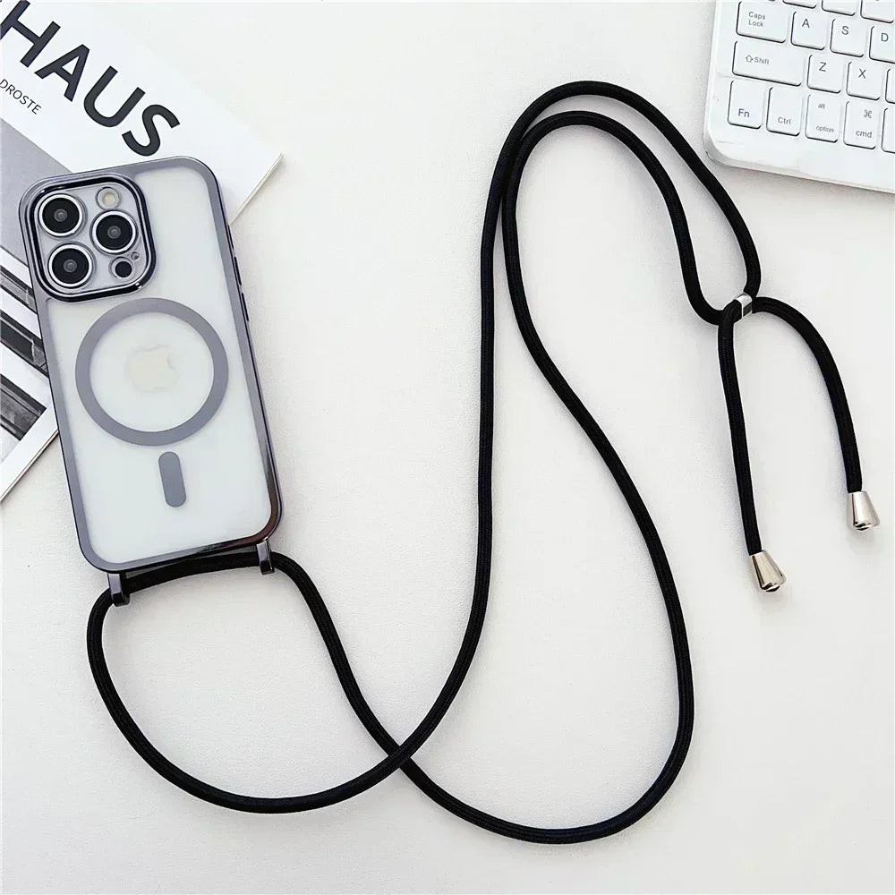 Clear Magnetic Case with Lanyard for iPhone
