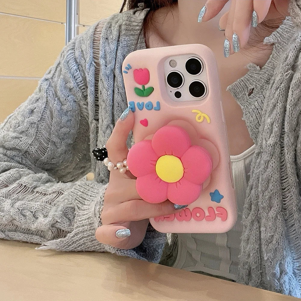 3D Floral Case with Stand for iPhone