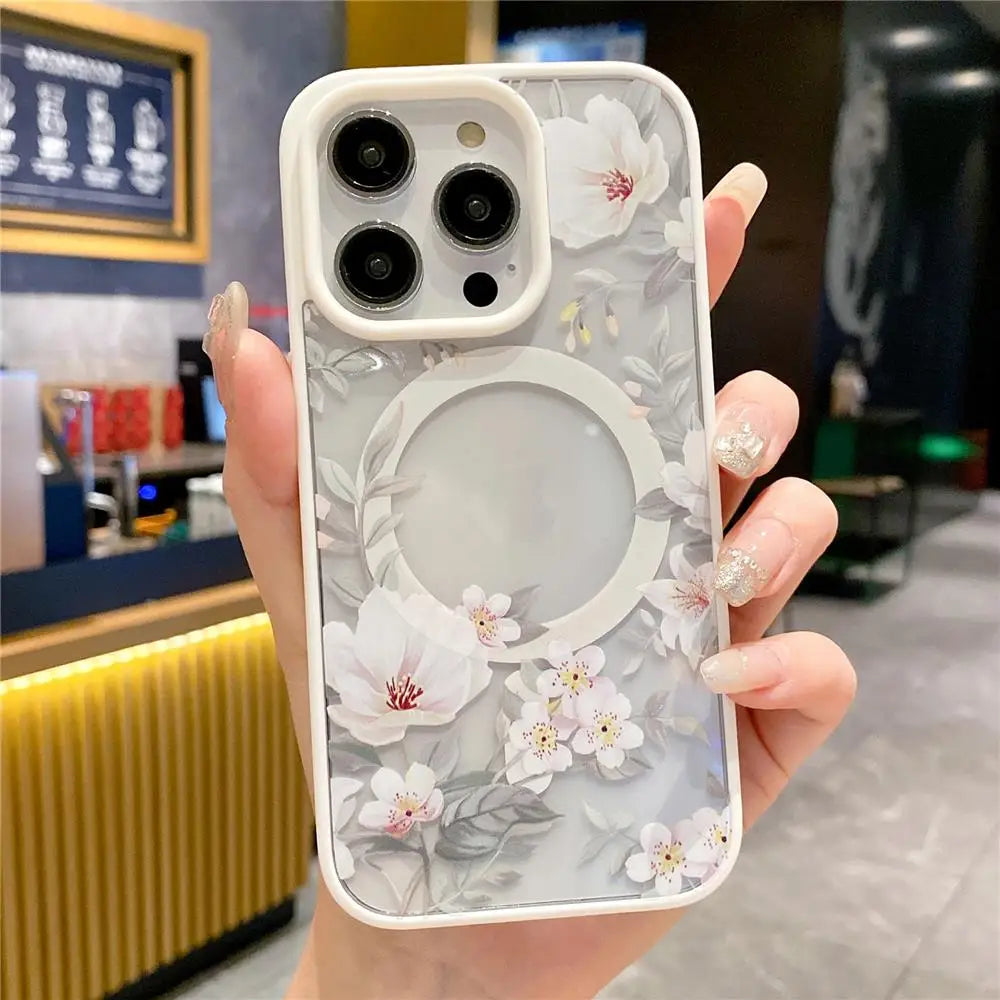 Clear Floral Magsafe Case