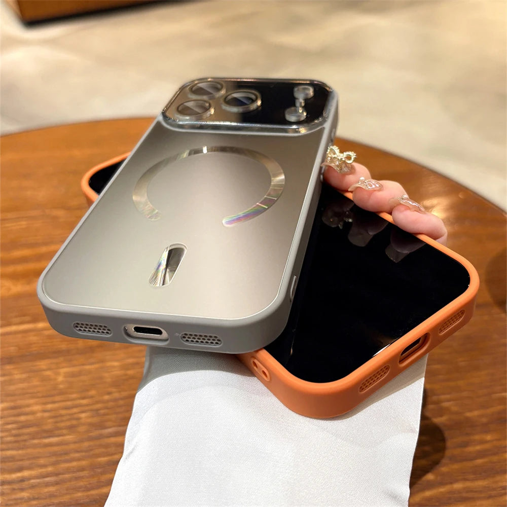 Magnetic Matte Glass Lens Protect Phone Case