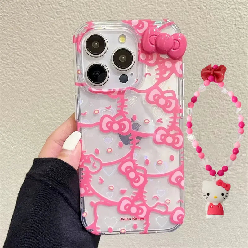 Hello Kitty Bow Full Screen Laser Case for iPhone