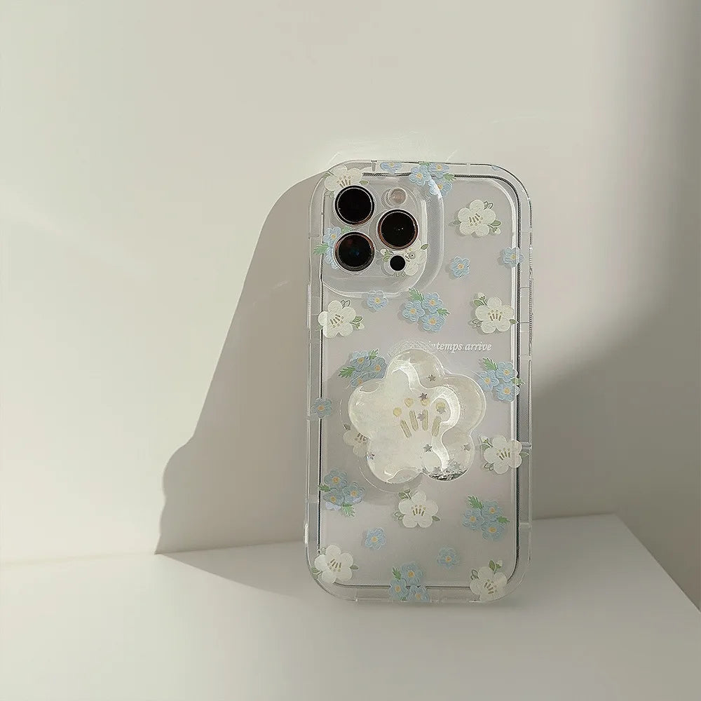 INS Floral Phone Case with Holder For iPhone