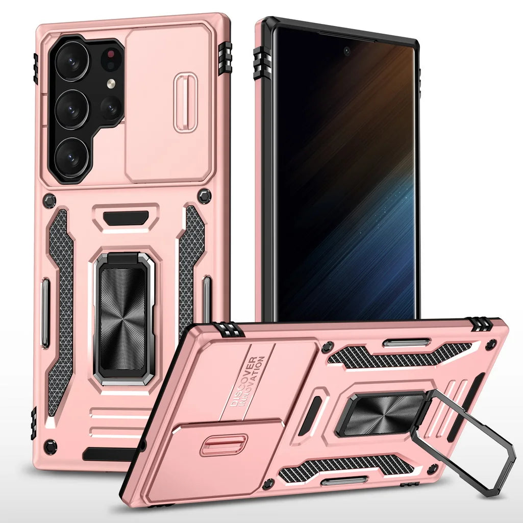 Slide Camera Protector Ring Armor Case for Samsung Galaxy