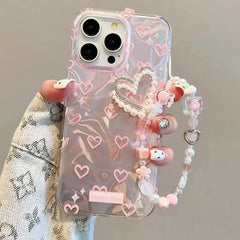 Pearl Heart Chain Phone Case