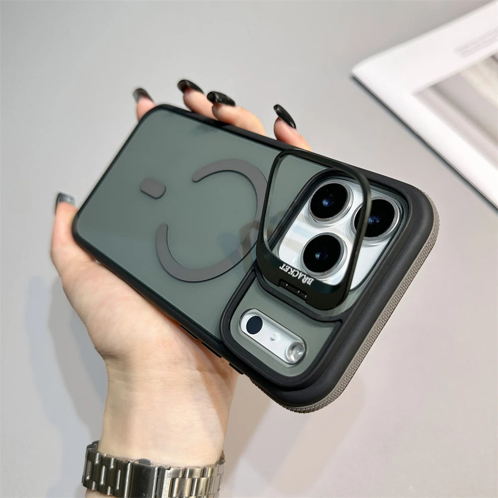 Matte Transparent Magnetic Kickstand Phone Case