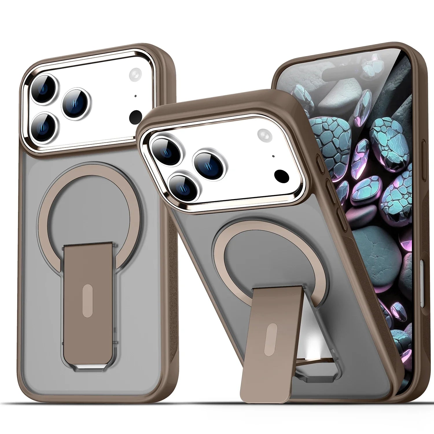 Matte Clear Magnetic Folding Stand Phone Case
