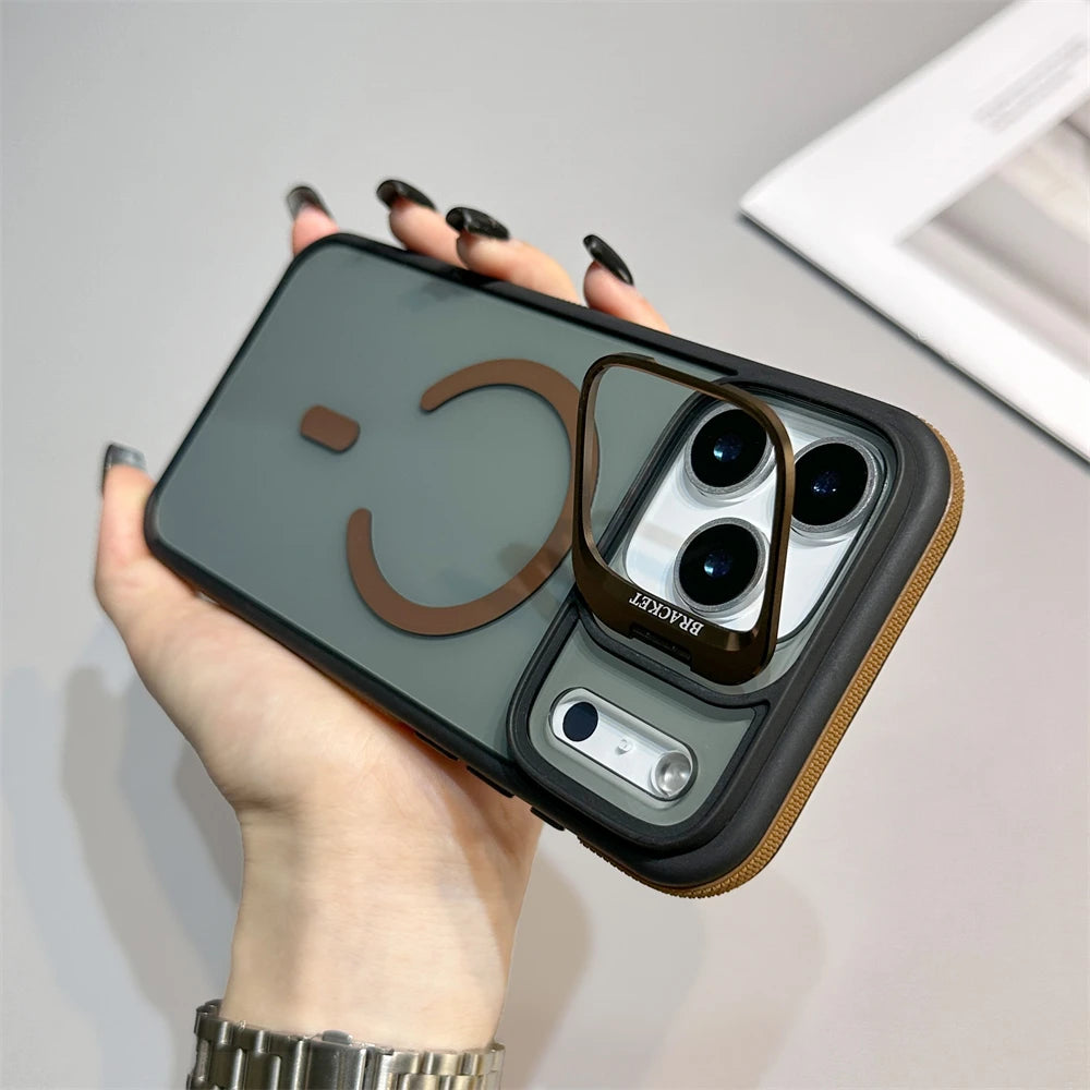 Matte Transparent Magnetic Kickstand Phone Case