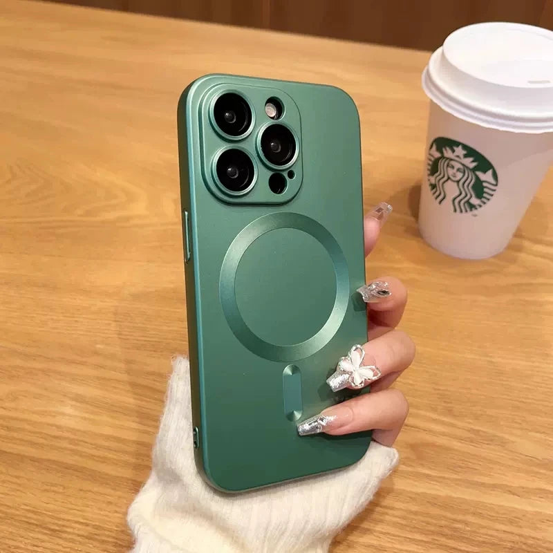 Magsafe Silicone Case with Lens Protector for iPhone