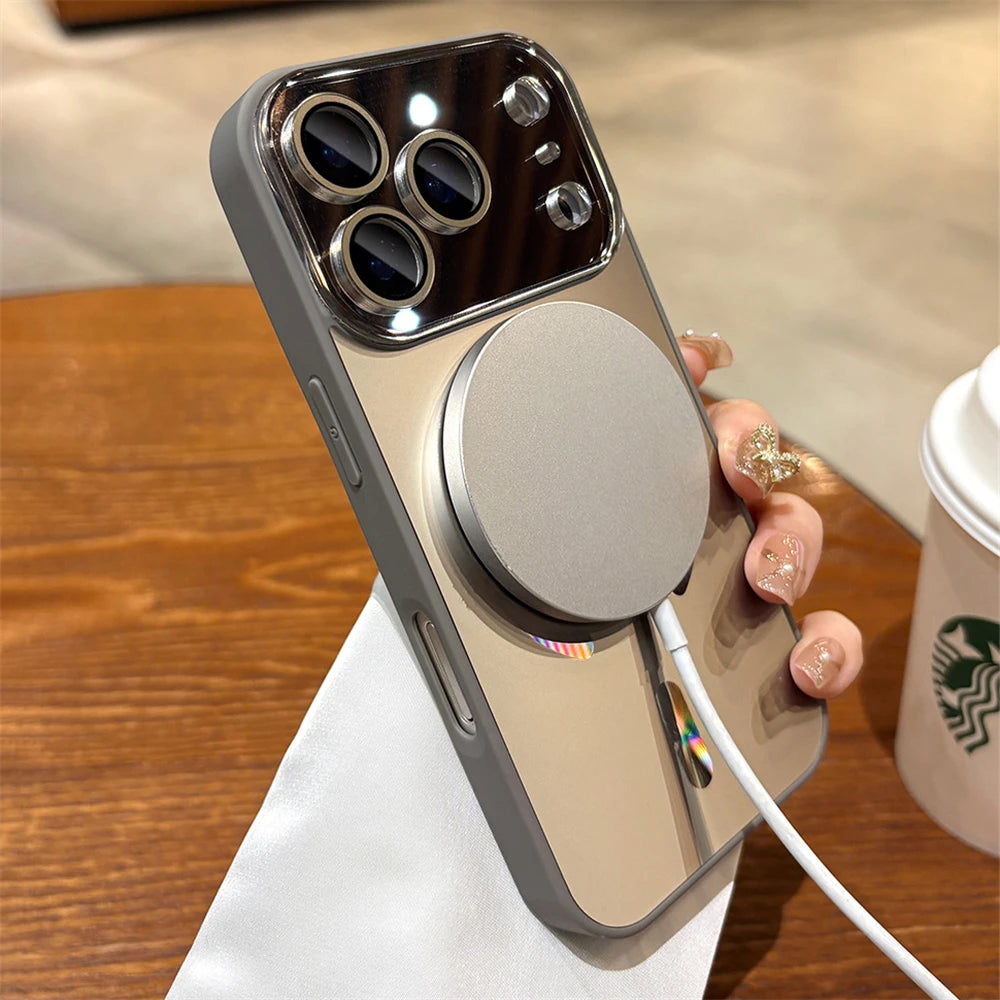 Magnetic Matte Glass Lens Protect Phone Case
