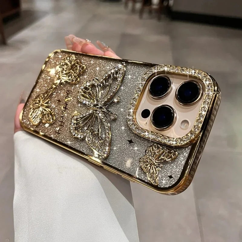 Diamond Butterfly Clear Phone Case