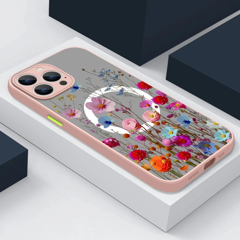 Magnetic Floral Acrylic Phone Case