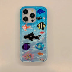 Ripple Texture Fish Case For iPhonKorean INS Aquaria Style Silicone Shockproof