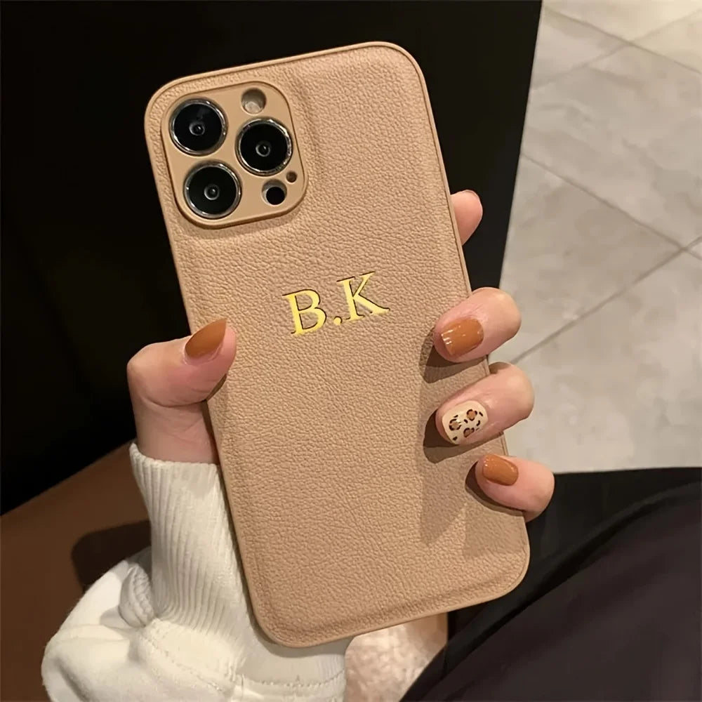 Custom Name Leather Case for iPhone