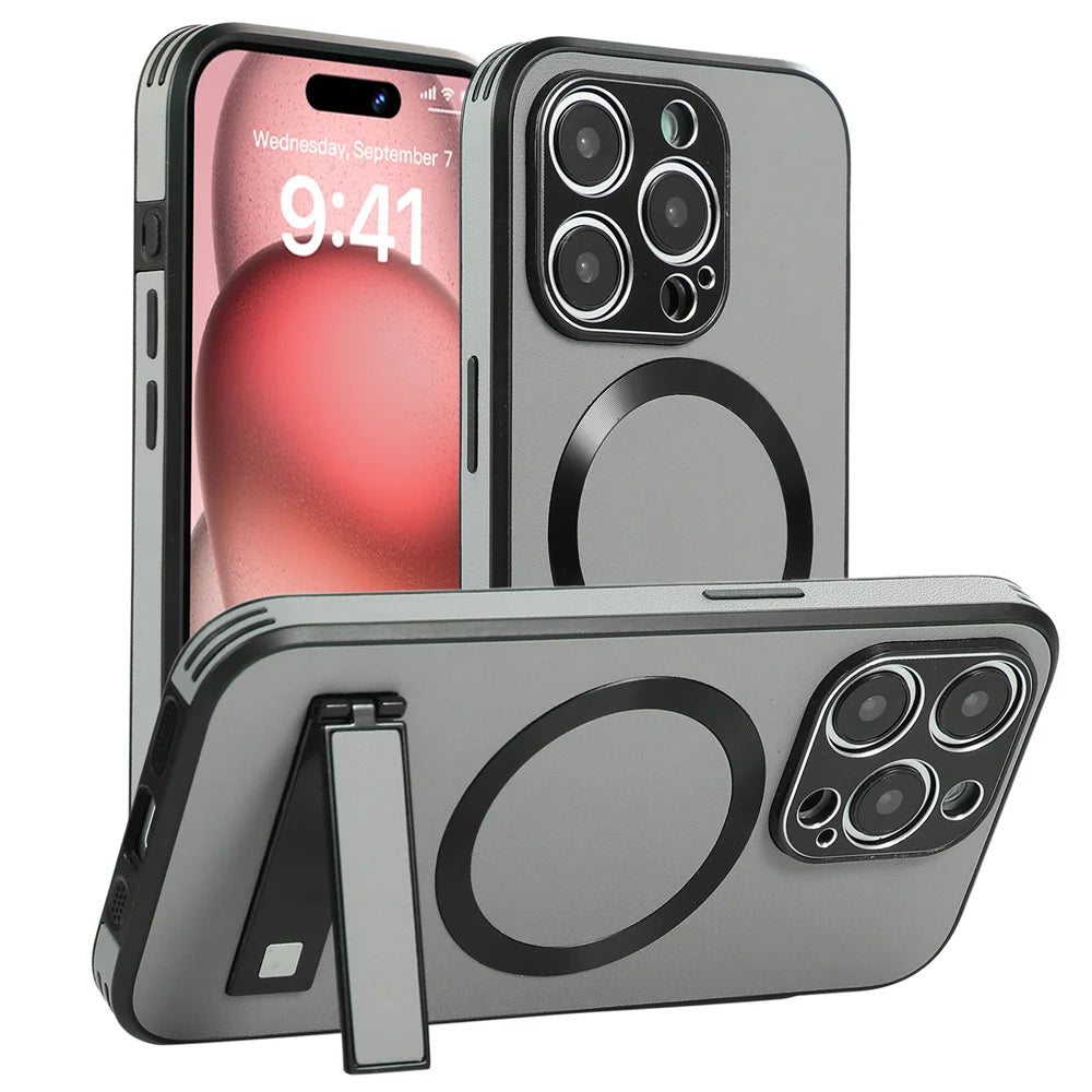 Magnetic Leather iPhone Case with Stand