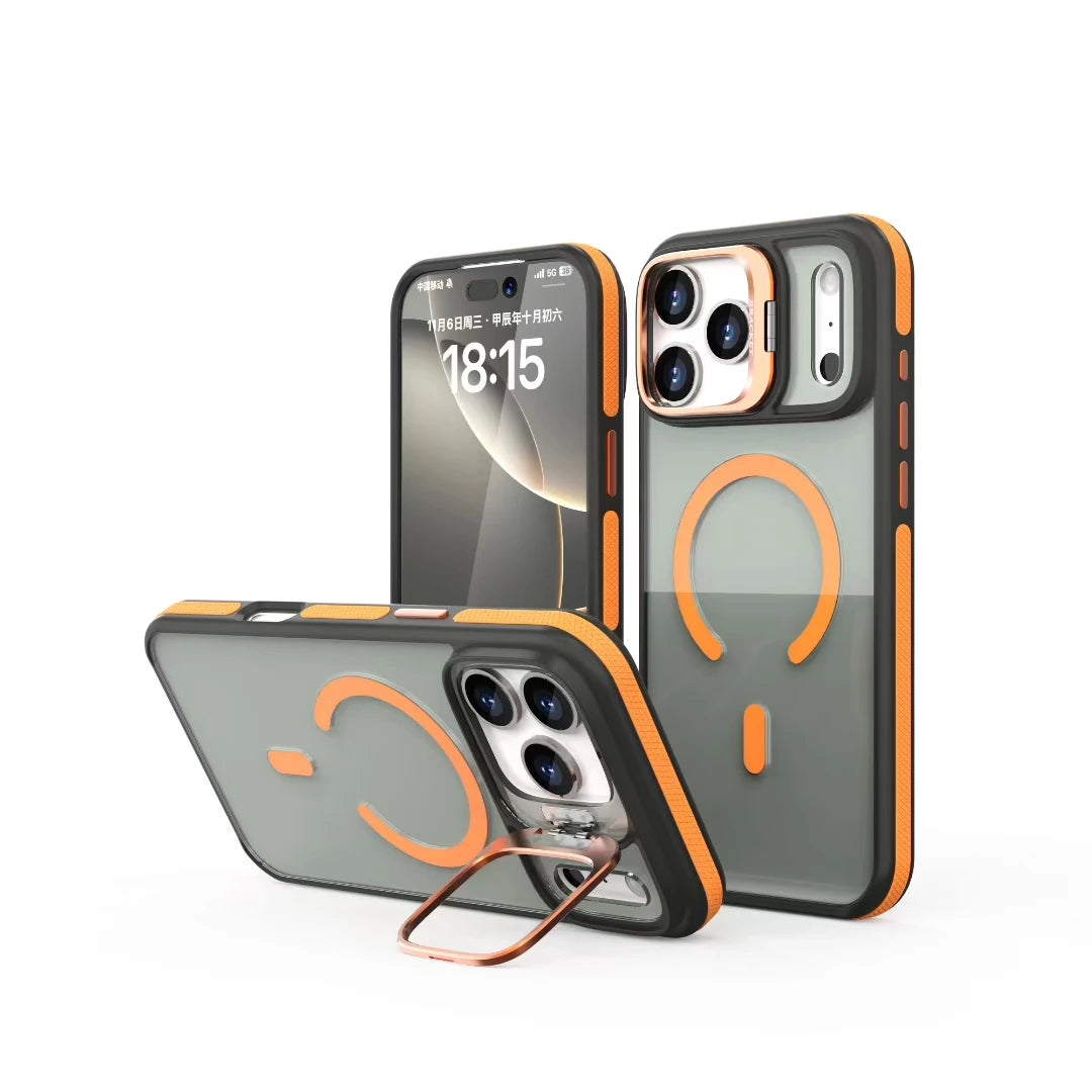 Matte Transparent Magnetic Kickstand Phone Case