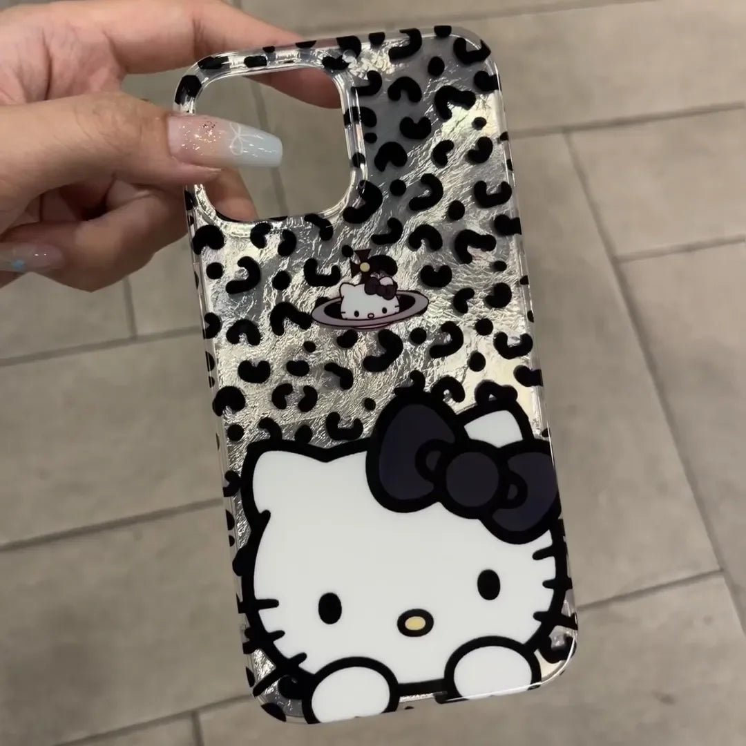 Hello Kitty Leopard Print Diamond Bow Case for iPhone