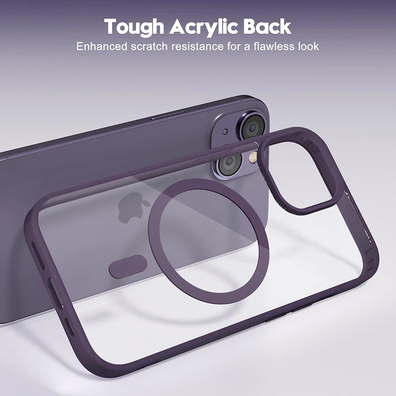 Magnetic Magsafe Clear Matte Case For iPhone slim Shockproof Transparent Hard