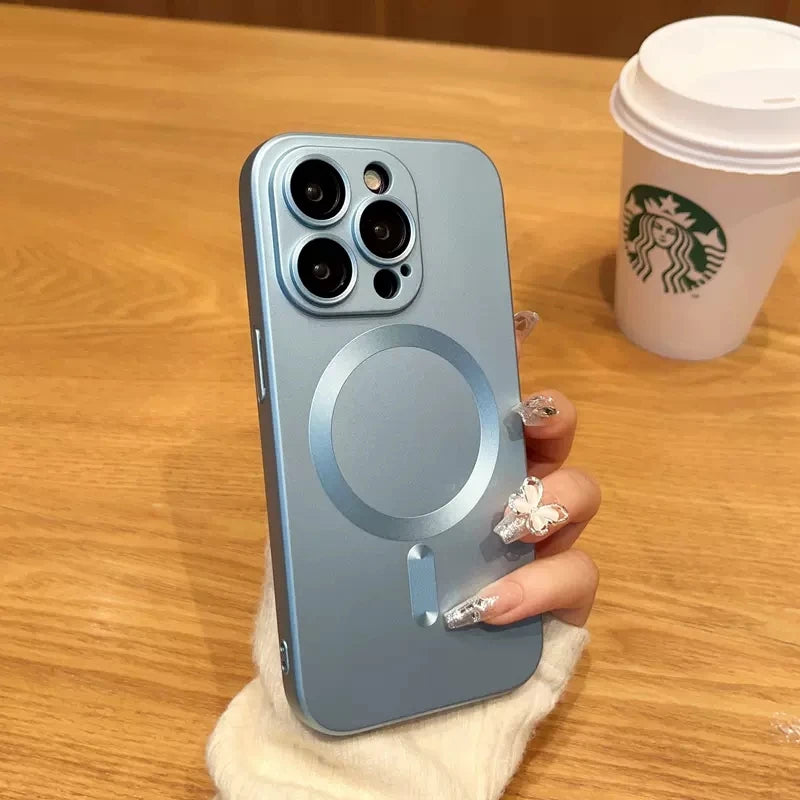 Magsafe Silicone Case with Lens Protector for iPhone