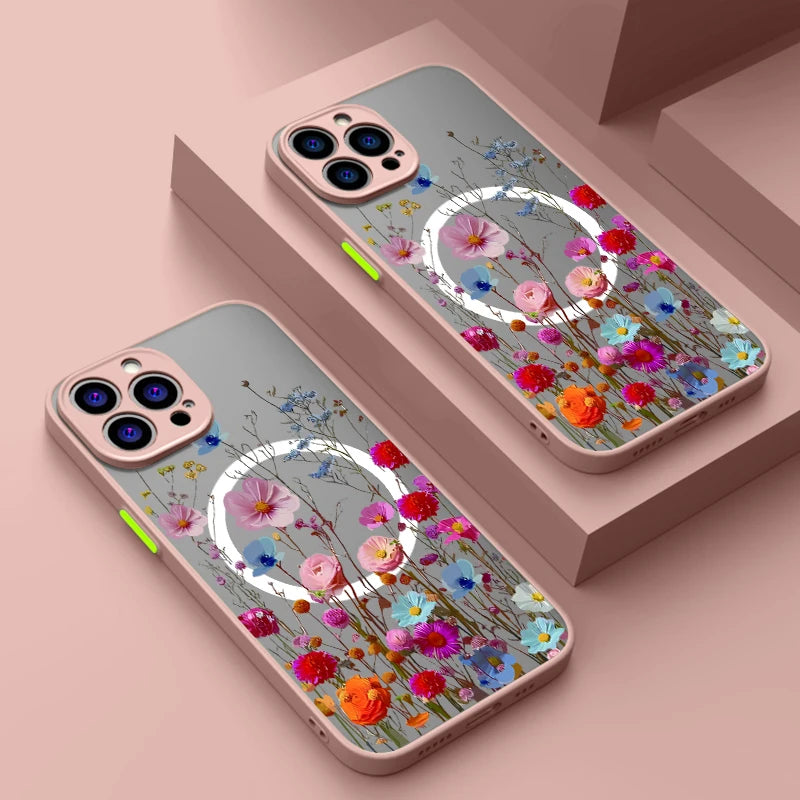 Magnetic Floral Acrylic Phone Case