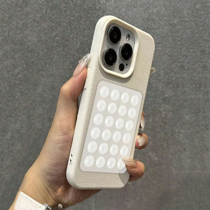 3D Suction Cup Litchi Pattern Phone Case