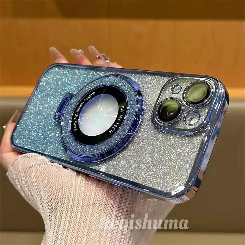 Magnetic Glitter Magsafe Case with Ring Kickstand