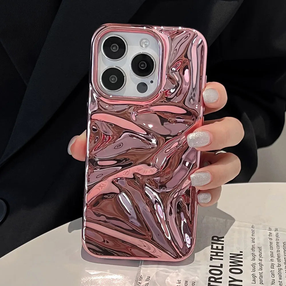 Electroplate 3D Wrinkle Phone Case for iPhone