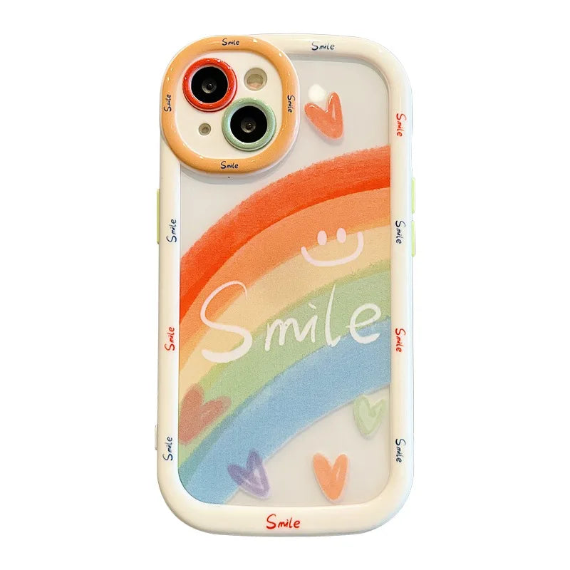 Cute Rainbow Love Heart Smile Phone Case for iPhone