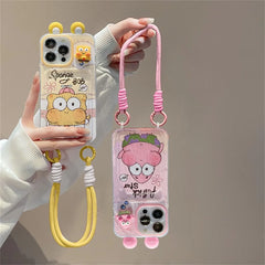 Patrick Star Cartoon Card Holder Case – Soft Silicone Full Cover with Lanyard for iPhone