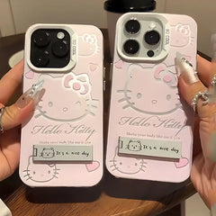 Luxury Pink Hello Kitty Silicone Case With Stand For iPhone  Soft Anti-Drop Full Coverage Cute