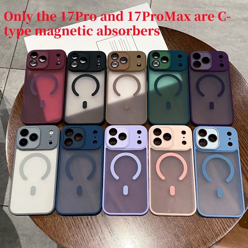 Matte Translucent Magnetic Lens Protect Phone Case