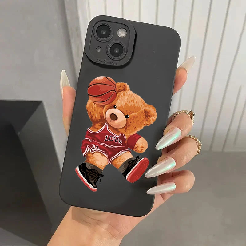 Teddy Bear Couple Cartoon Phone Case for iPhone