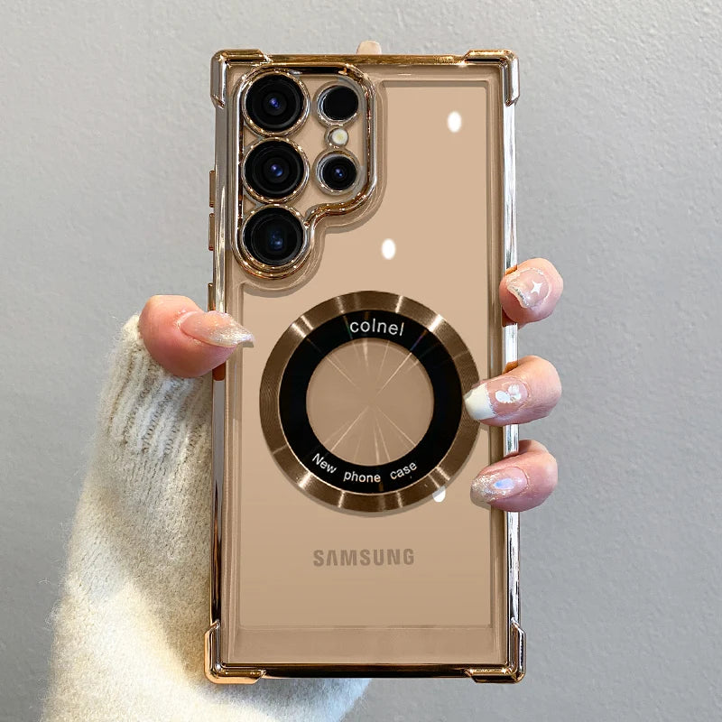Plating Magnetic Wireless Charge Phone Case for Samsung