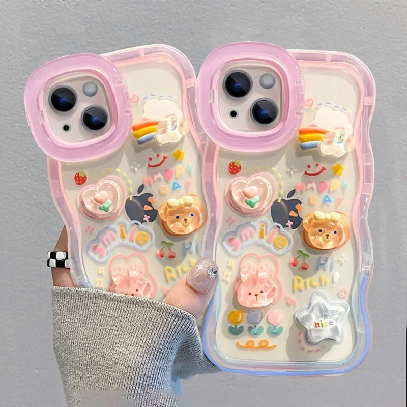 Bracelet Chain Holder Case For iPhone 3D Rainbow Love Stand Cover