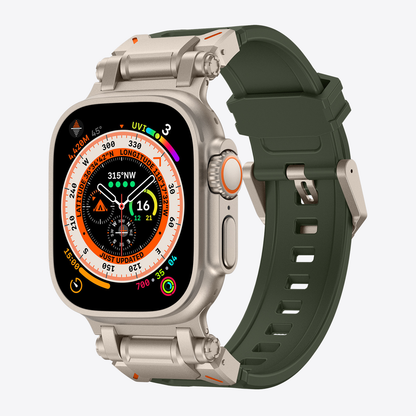 Titanium-Style Rugged Silicone Band for Apple Watch